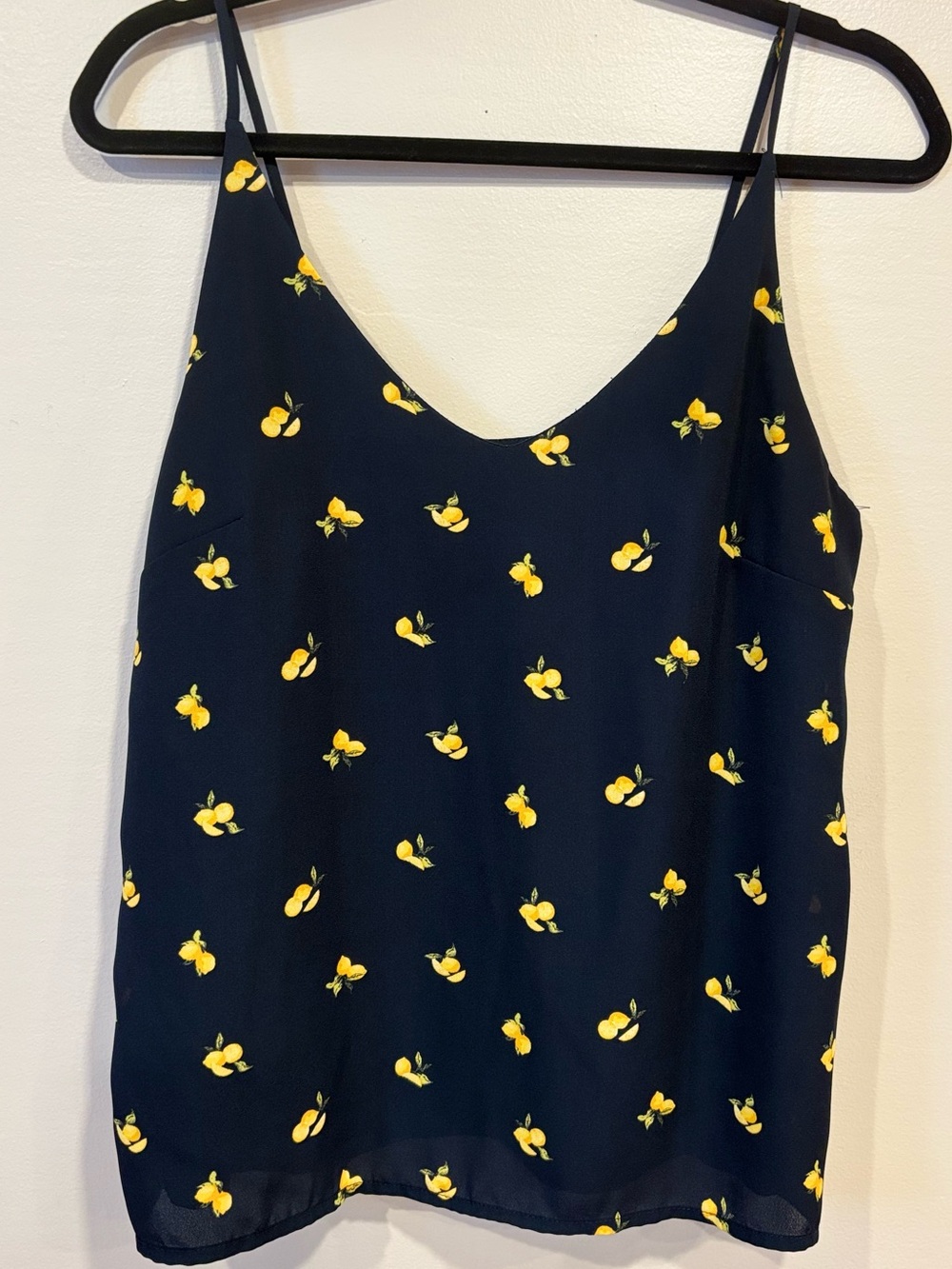 Banana Republic Navy Yellow Lemon Print V-Neck Classic Camisole Women's Small